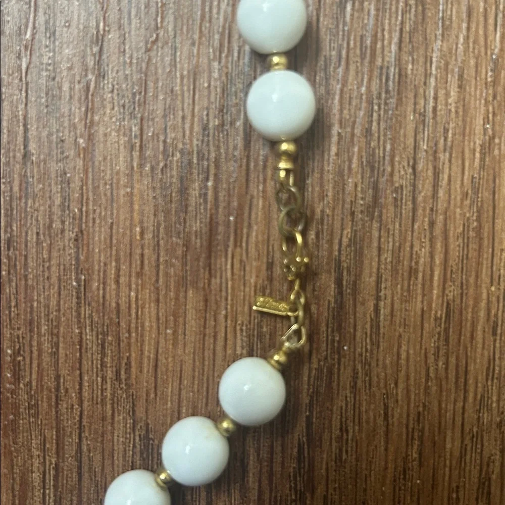 Vintage Monet White Gold Beaded Necklace